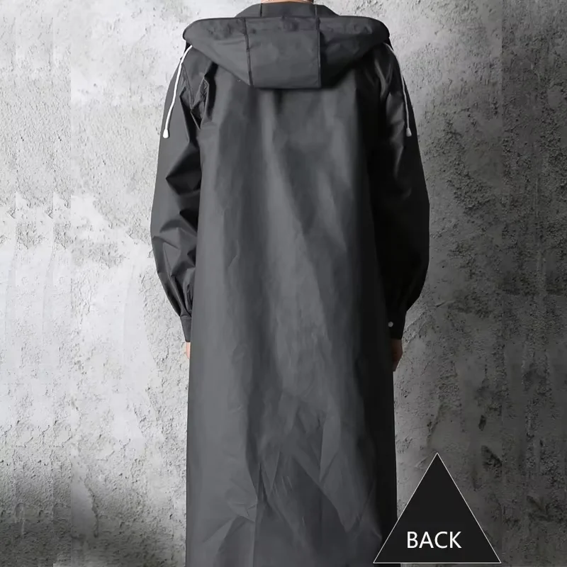 Unisex Black Windbreaker Raincoat - Waterproof Hooded Long Coat for Motorcycle, Biking, Hiking & Fishing(All-Weather Protection)