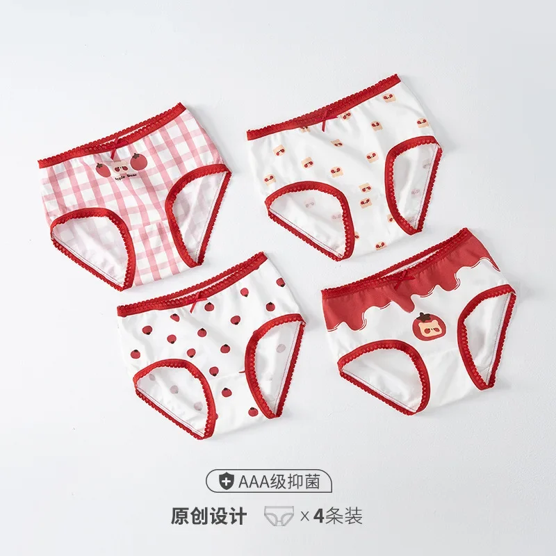 

Class A Girls' Panties Pure Cotton Antibacterial Sole Medium and Small Children Breathable Lace Baby Girls' Briefs