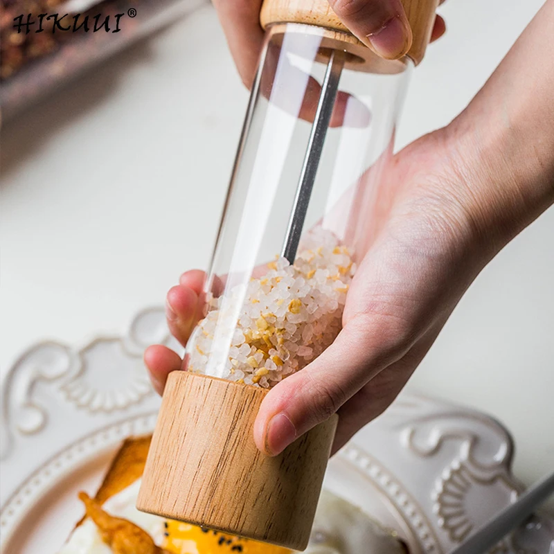 6 inch Wood Acrylic Spice Pepper Mill with Strong Adjustable Ceramic Grinder Home Kitchen Tools For Cooking