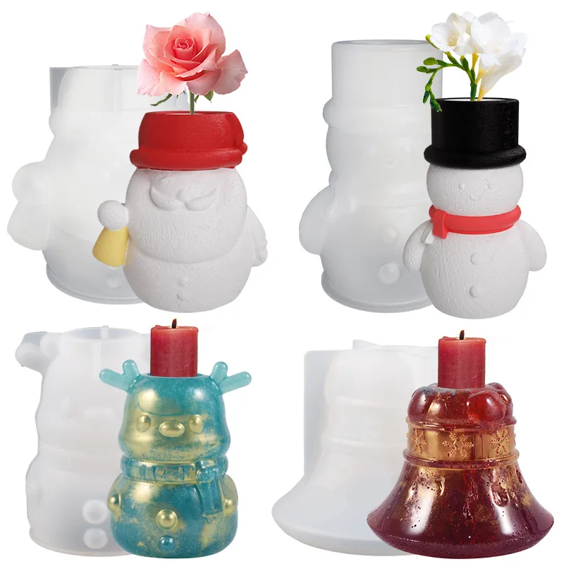 

DIY Candle Silicone Mold Snowman Bell Sock Aromatic Aromatherapy Candles Party Guest Souvenirs 2023 Christmas Decoration Gift