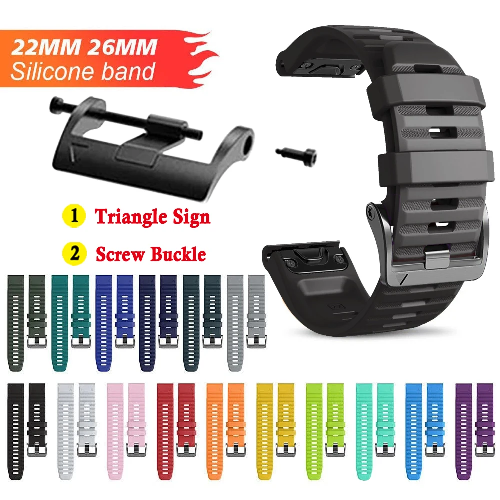 

26mm 22mm Quick Fit Watchband For Garmin Fenix 7X 6X Pro 5X 7 6 Pro 5 Plus 3 3HR Silicone Wrist Band For Garmin MK2 MK1 965 955