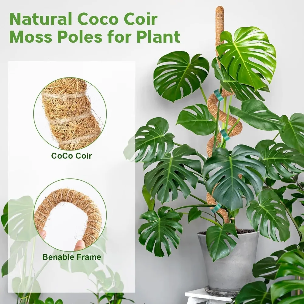 Plant Moss Coir Pole Bendable Plants Climbing Support Extension Palm Vines Stick Indoor Balcony Garden Courtyard Flower Decor