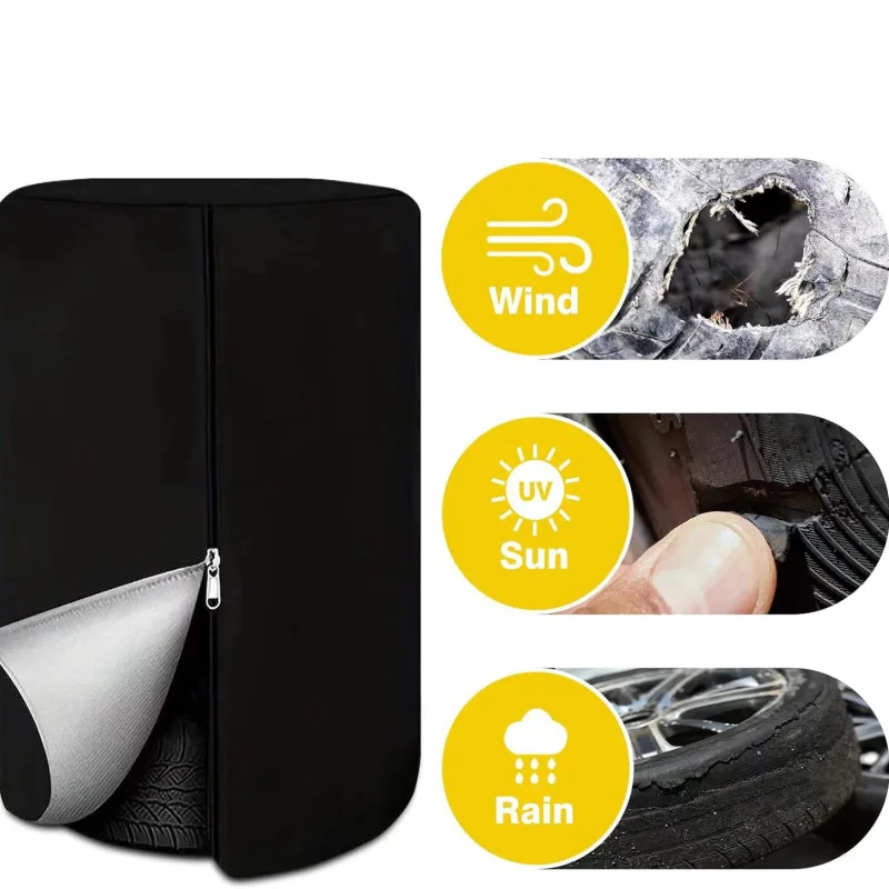 Multilayer tire cover waterproof silver coated oxford cloth zipper multilayer tire cover Wheel Protector Car-cover