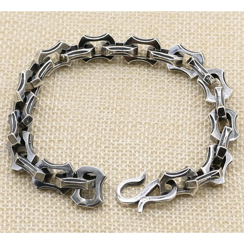 Crusader Bracelet. Sterling Silver. Heavy Link. Thick Alternating