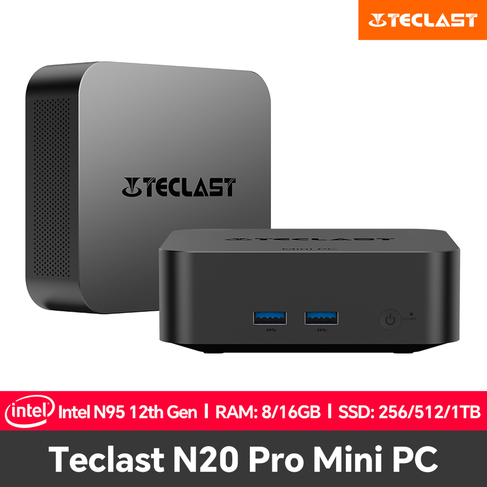Teclast N20 Pro Mini PC Intel N95 12th Gen Processors DDR4 16GB RAM 256GB/512GB/1TB SSD WiFi BT 4K HD Desktop Computer Portable