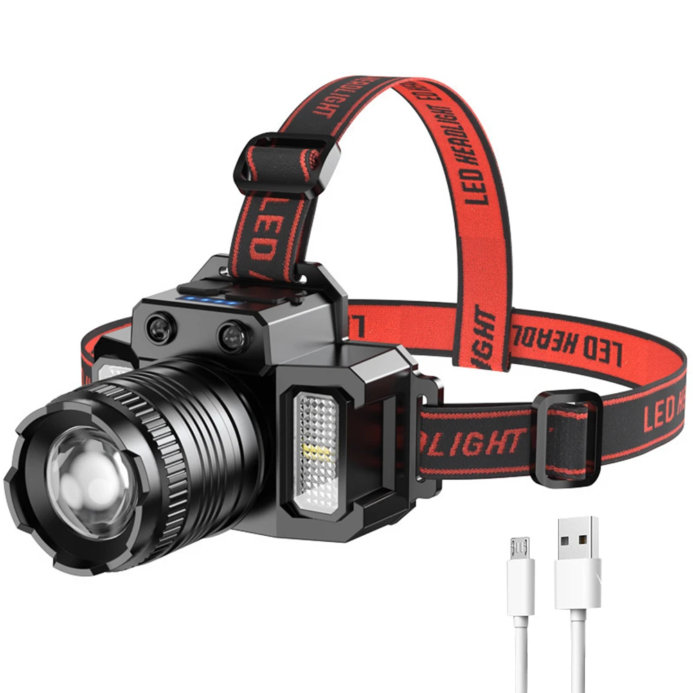 COB LED Headlamp Waving Sensor Headlamp Powerful Zoomable Outdoor