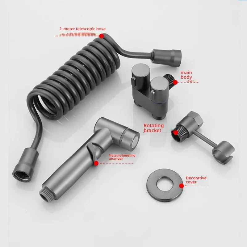 Zinc Alloy Angle Valve Wall Mount Toilet Bidet Sprayer Set One In Two Out Water Cleaning Sprayer for Bathroom Toilet Accessories