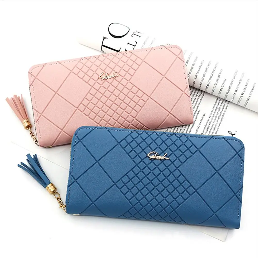 Fashion Zipper Coin Purse Long PU Leather Wallet Wristlet Large Capacity Phone Bag Women