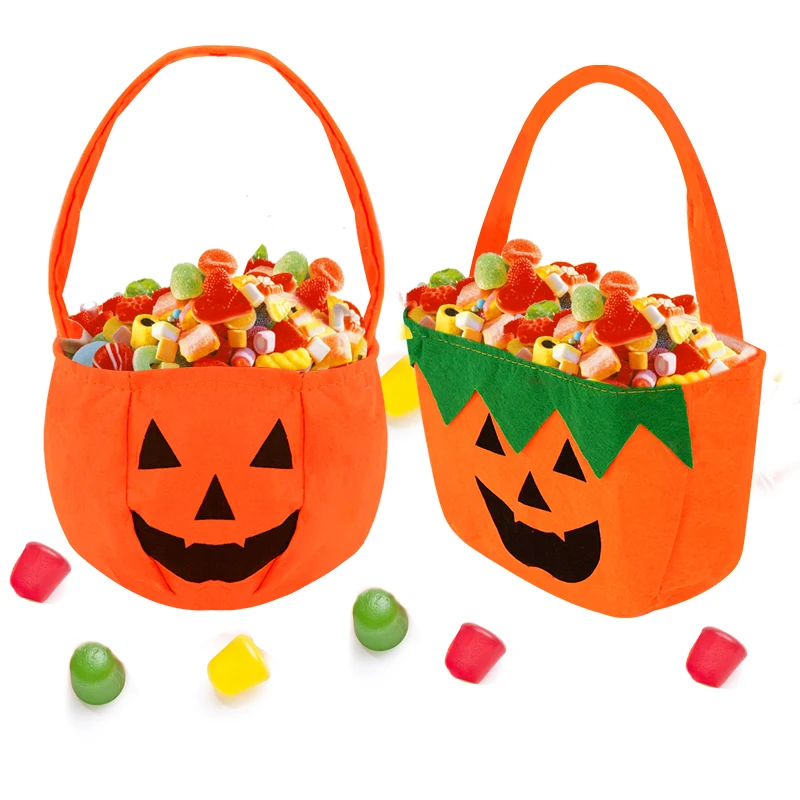 

Halloween Pumpkin Bag Trick Or Treat Candy Bags Portable Non-woven Gift Bag Kids Favors Halloween Party Decoration Supplies