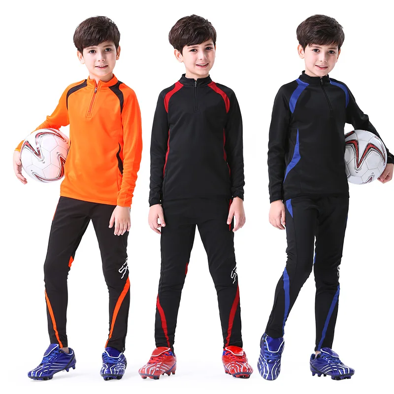Kids Football Tracksuit Warm Fleece Soccer Sportswear Long Sleeve Soccer Tracksuit Sweatshirt Running Jogging Jacket For Boy football uniforms