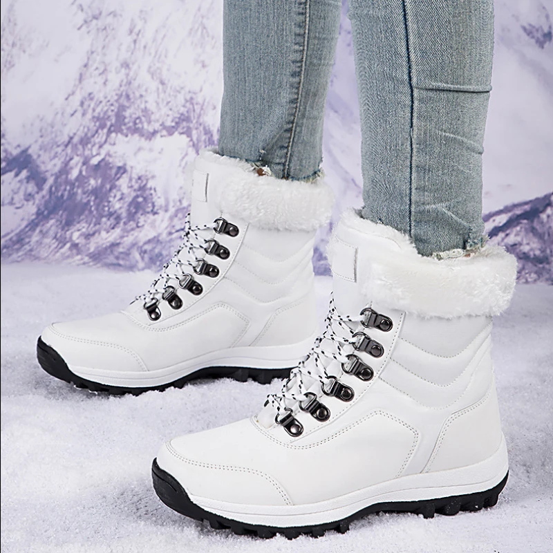 Ankel Boots for Women Winter Outdoor Warm Snow Boots Chunky Platform Waterproof Non-slip Warm Shoes Woman Boots Plus Size Casual