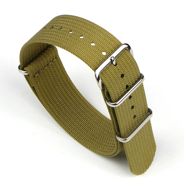 New Ribbed Nato Strap 18mm 20mm 22mm Nylon Watch Straps Braid Ballistic Fabric Watchband Accessories for Military Watch Band KHAKI