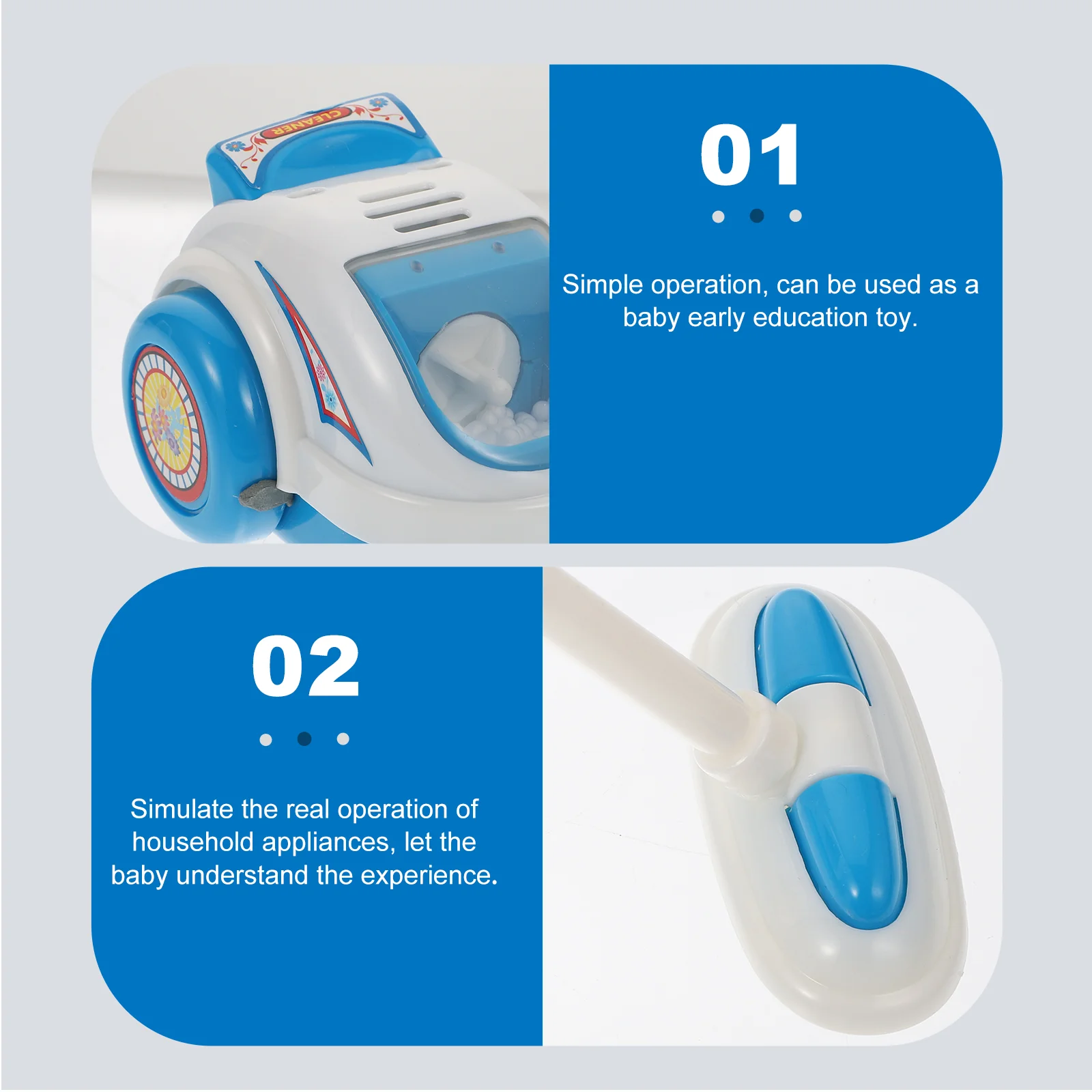 Mini Vacuum Cleaner Toy Premium Plastic Kids Educational Simulated Home Cleaner Lightweight Compact Safe Smooth No Burrs Hands