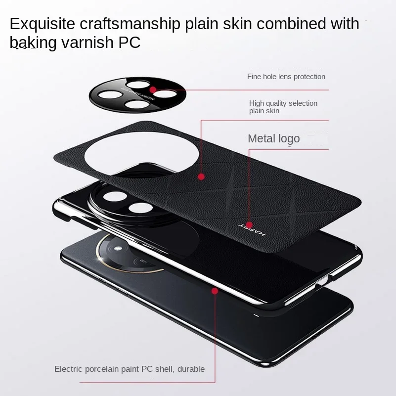 Luxury Leather Phone Cover with Plating Camera Lens Protection and Hard Back Case Bumper