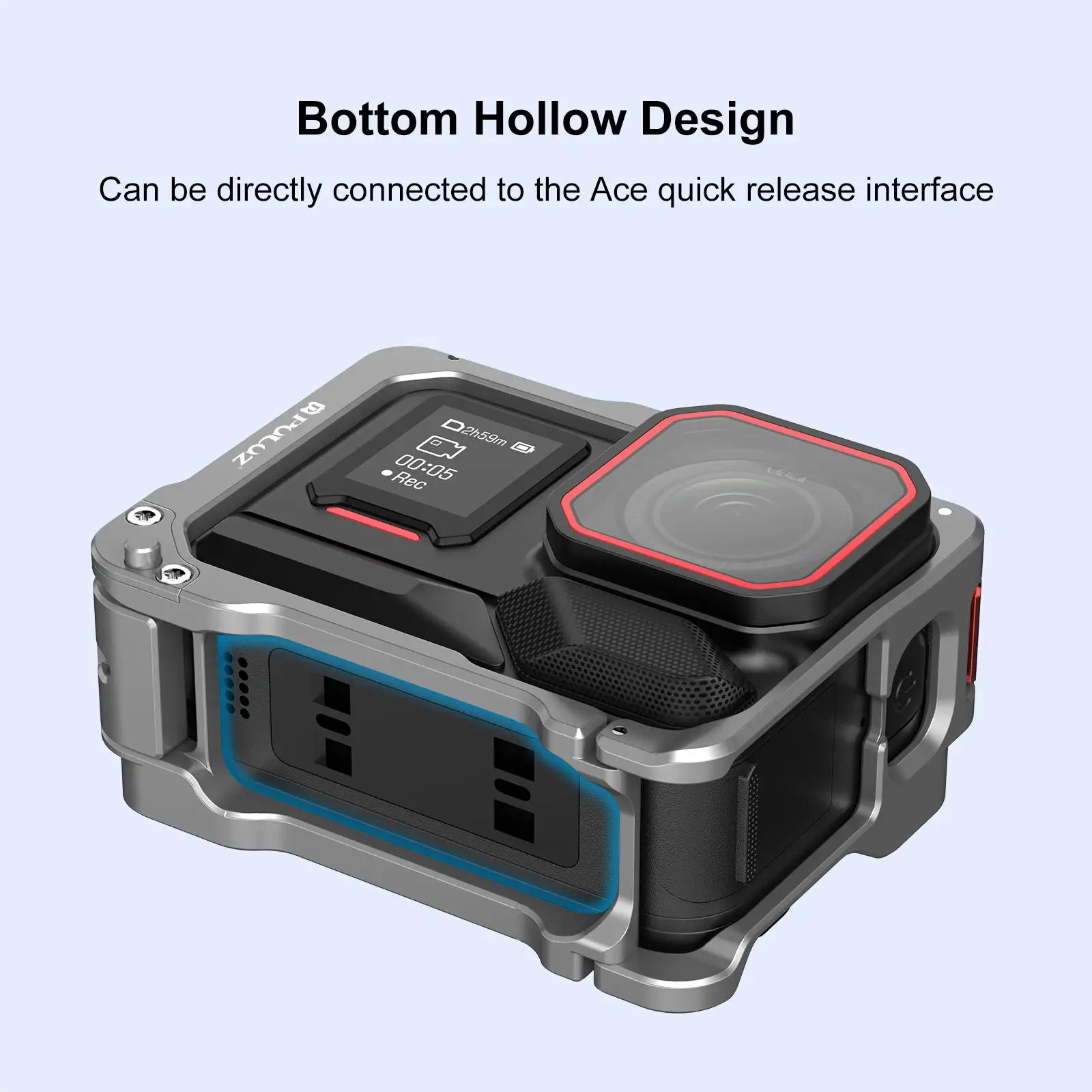 PULUZ Aluminum Alloy Protective Cage Rig Dual Cold Shoe Housing Frame For Insta360 Ace Pro 2 Protective Cage