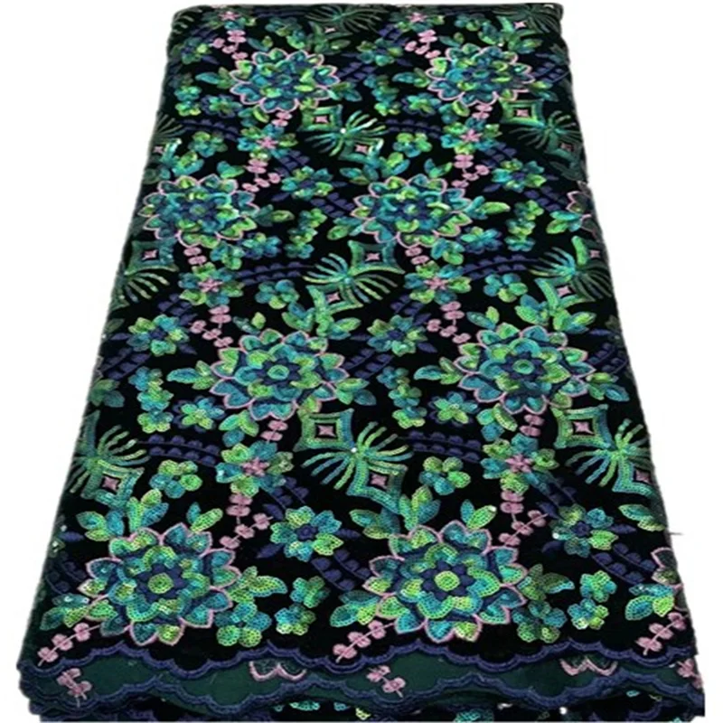 

5 ярдов, африканская кружевная ткань 2022, Высококачественная французская сетчатая ткань с вышивкой и блестками для вечерние ного платья, FW822