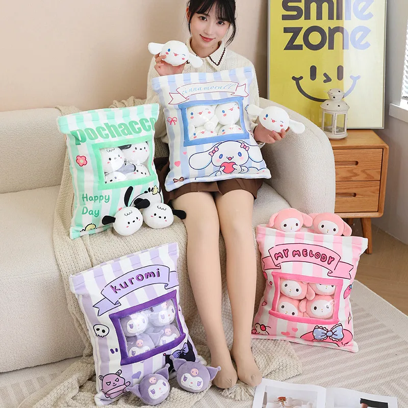 

Симпатичная плюшевая игрушка Sanrio в пакете Cinnamoroll Kuromi My Melody, креативная кукла Sanrio 6 шт. в пакете, плюшевые игрушки Hello Kitty, подарки для девочек