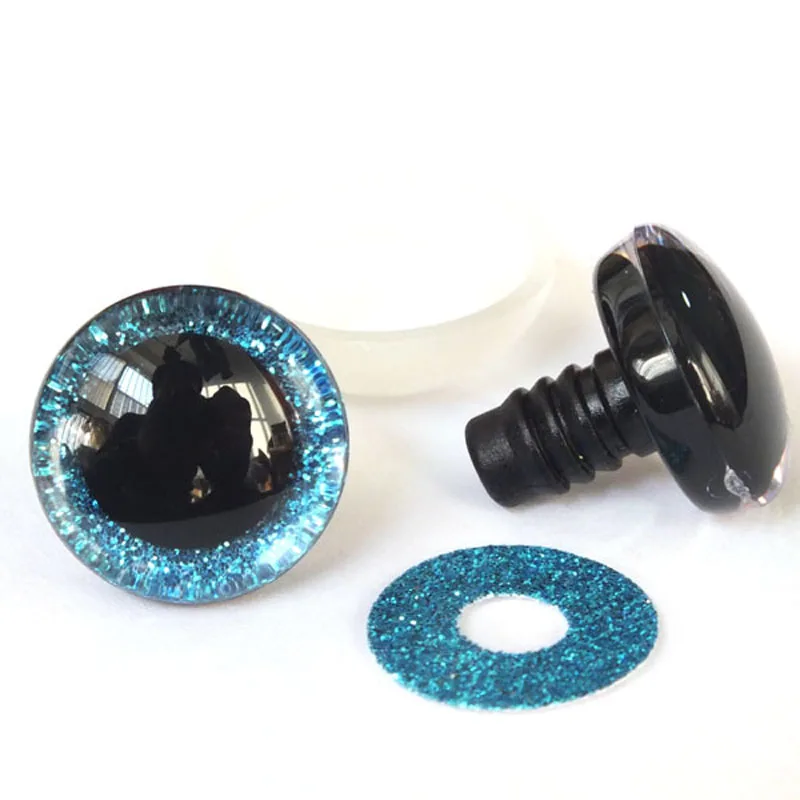 20개 12mm/14mm/16mm/20mm/25mm 투명 사다리꼴 플라스틱 안전 장난감 눈 + 반짝이 부직포-크기 및 색상 선택 가능
