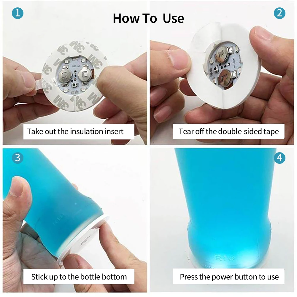 10/5/1pcs Bottle Stickers Lights 4leds Battery Powered Glow LED Coasters Super Bright Lamp for Wedding Festival Party Decor