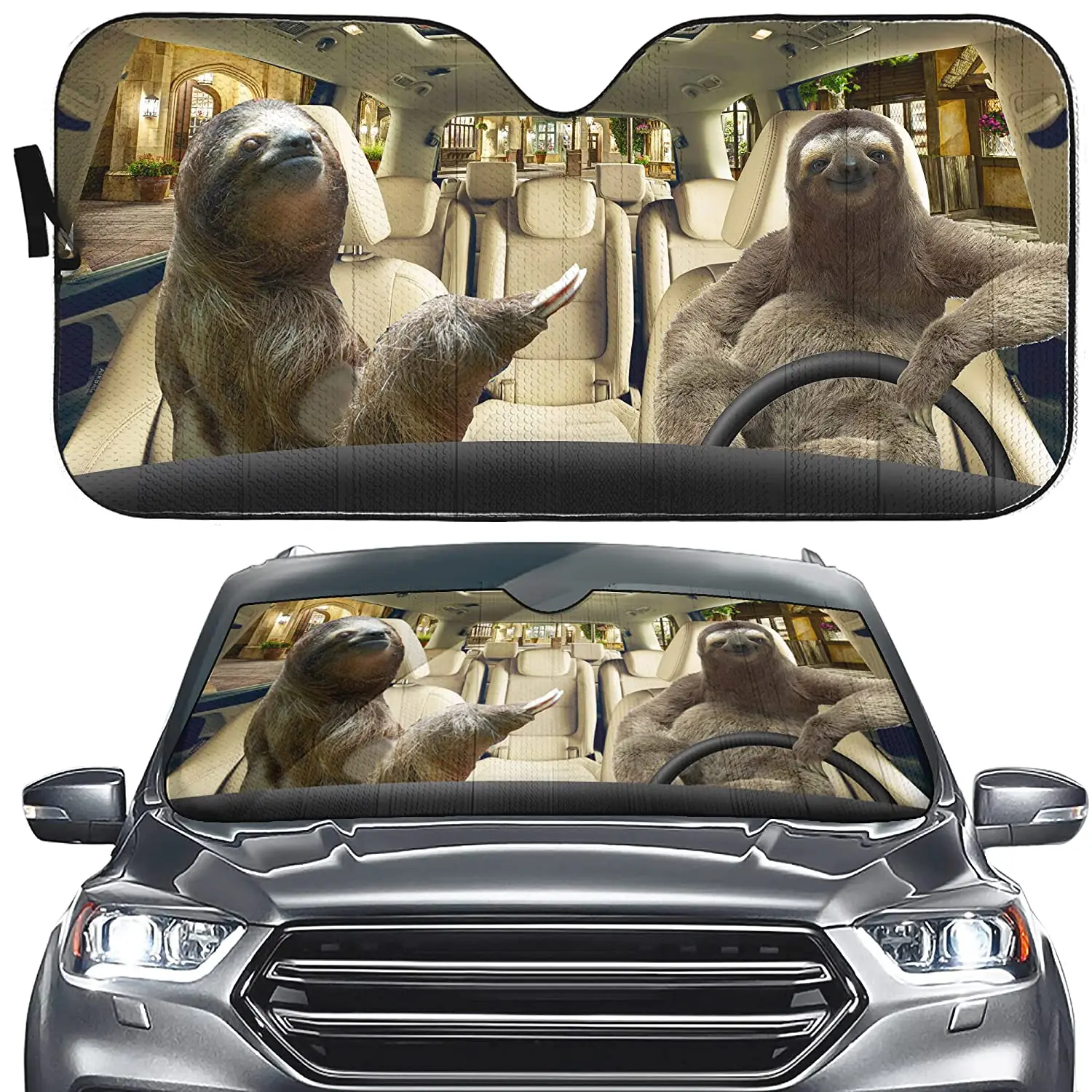 

Sloth Driving Windshield Auto Sun Shade Decor,Car Front Window Sun Cover,Sloth Animal Automotive Sunshade Anti-Sunlight/Snow Vis