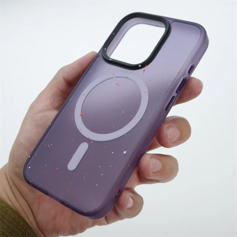 Tintenpunkt-Druck Matte Kabellose Ladehülle für Magsafe für iPhone 18 17 Pro Max 18Pro 17Pro 16 15 13 14 Stoßfeste Bumper-Hülle – Detail 9