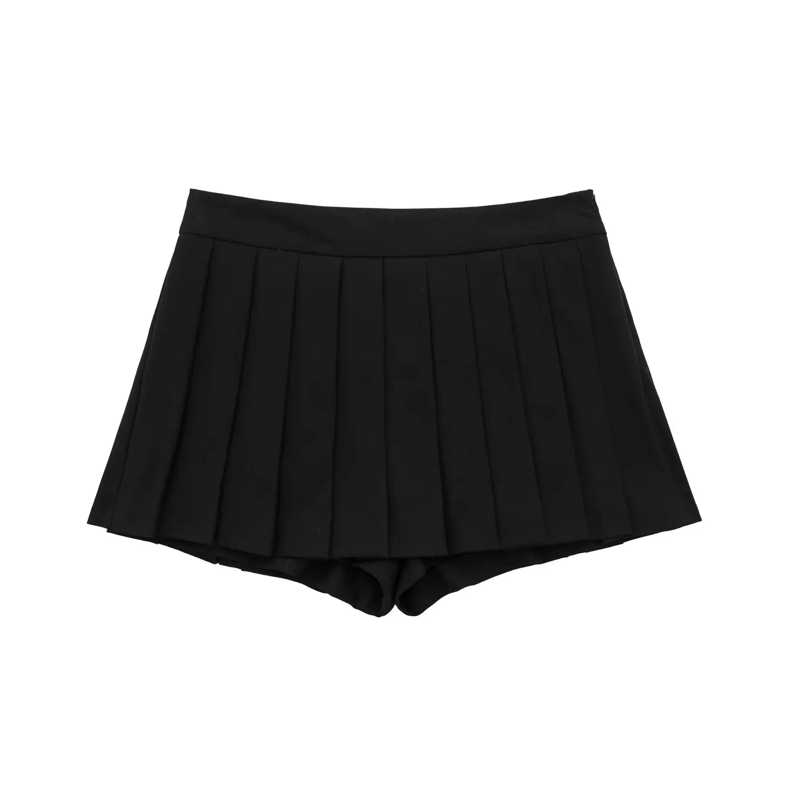 

Women New Fashion Wide Pleated Mini Culottes Vintage Mid-Waist A- Line Zipper All-Match Casual Chic Female Short Skirts Mujer