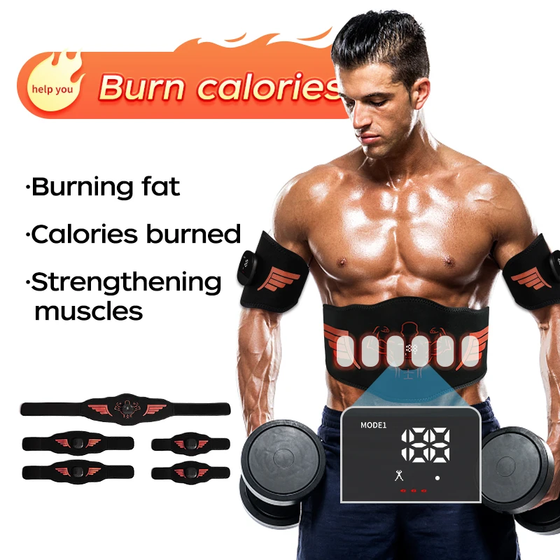 Muscle Stimulator EMS Abs Abdominal Trainer Belt Muscle Toner Display Calorie Consumption Body Slim Weight Loss Fitness Training