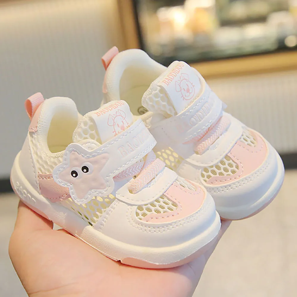 

Baby Girl's Toddler Shoes For Summer Mesh Fabric Breathable First Step Sneakers For Infant Girls Ergonomics Walking Shoes Girl