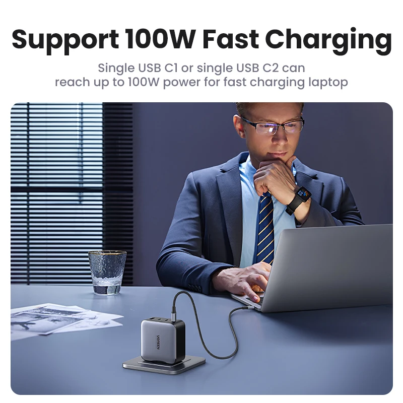 UGREEN 100W GaN Charger 4 Ports USB Type C PD Fast Charging for iPhone 14  13 12