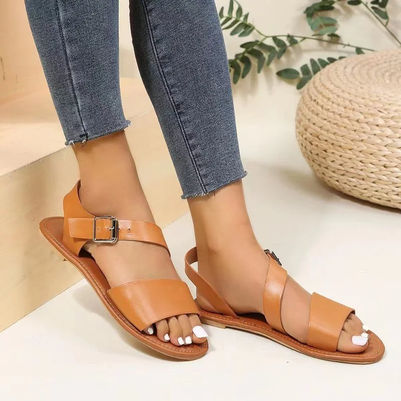 

Women Sandals PU Woman Summer Shoes New Comfort Flats Footwear Ladies Casual Fashion Women's Beach Shoes 2022 New Footwear