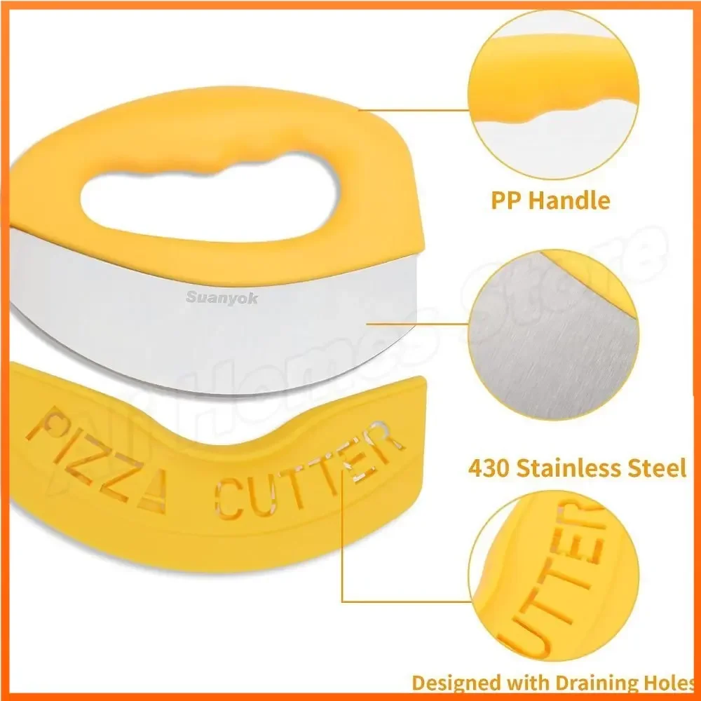 Pizza Cutter Wheel Food Chopper Super Sharp Stainless Steel Pizza Cutting with Protective Sheath Multi Function Knife