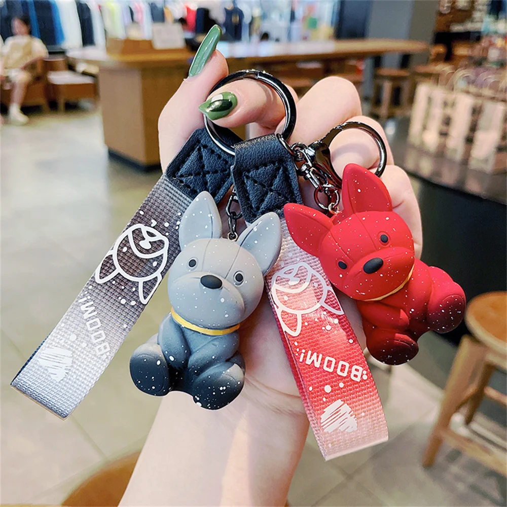 Cute Punk French Dog Keychain Cartoon Bulldog Doll Pendant Keyring Bag Car Key  Chain Accessories For Couple Men's Jewelry Gift - AliExpress