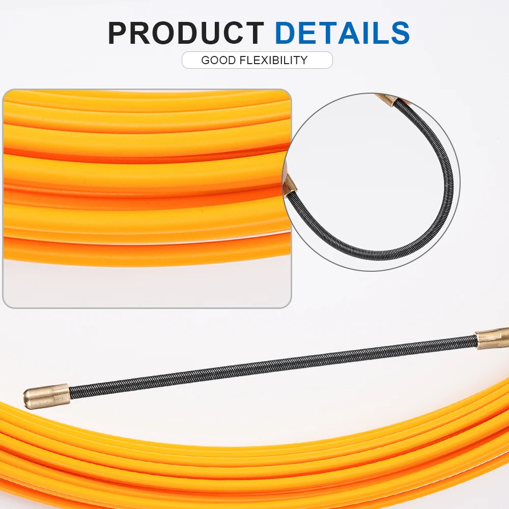 Fiberglass Cable Puller Wall Wire Conduit Fish Tape Cable guide Electrician Pushing Tape 3mm 5M/10M/20M/30M/50M cable puller