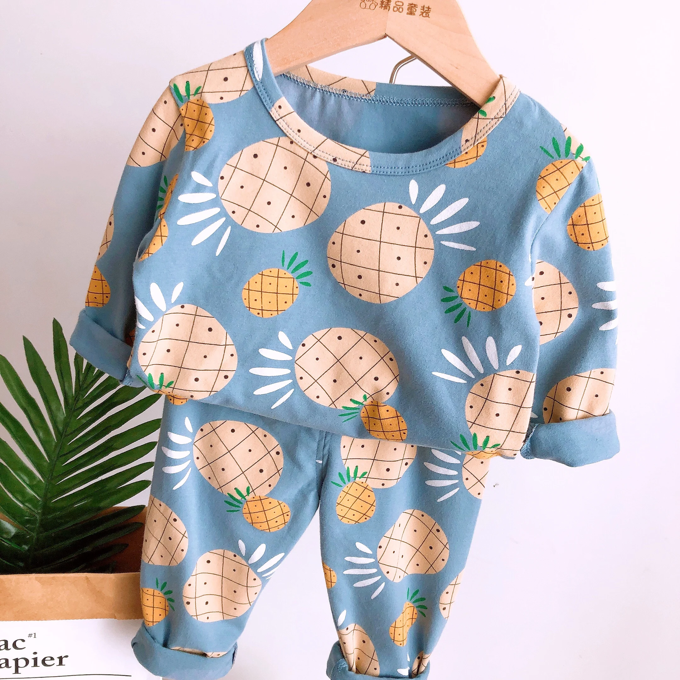 Children's Four Seasons Long sleeved Comfortable Full Print Cartoon Pajama Set 2PCS Children's Sleeping Round Neck Clothes cotton pajamas set
