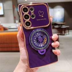 Gyroscope Rotating Bracket Wave Frame Case Cover - Galaxy A16 4G5G (Deep Purple)