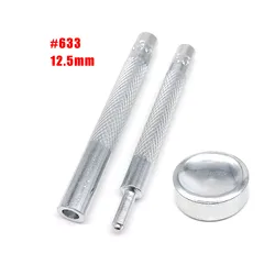 25 Sets of Metal Snap Fastener Button Press Poppers for Leather, Bags, Clothes, and Jacket Repair (No Sewing Required) (Tools for 633 12.5mm)