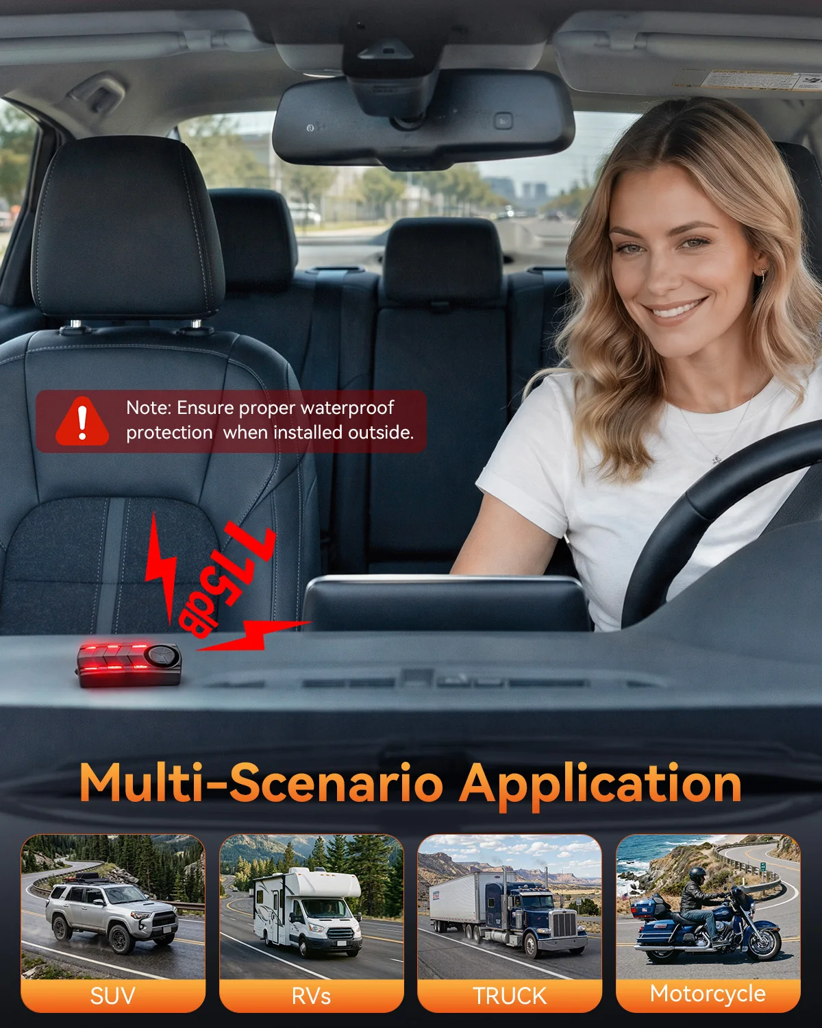 High-Decibel Rechargeable Car Vibration Alarm System with Remote Control