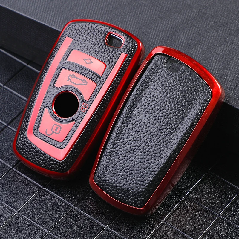 PU Leather Car Key Holder Case Cover For BMW F20 F30 G20 F31 F34 F10 G30 F11 X3 F25 X4 I3 M3 M4 1 3 5 Series Accessories key case key case cover car key shell remote control case cover