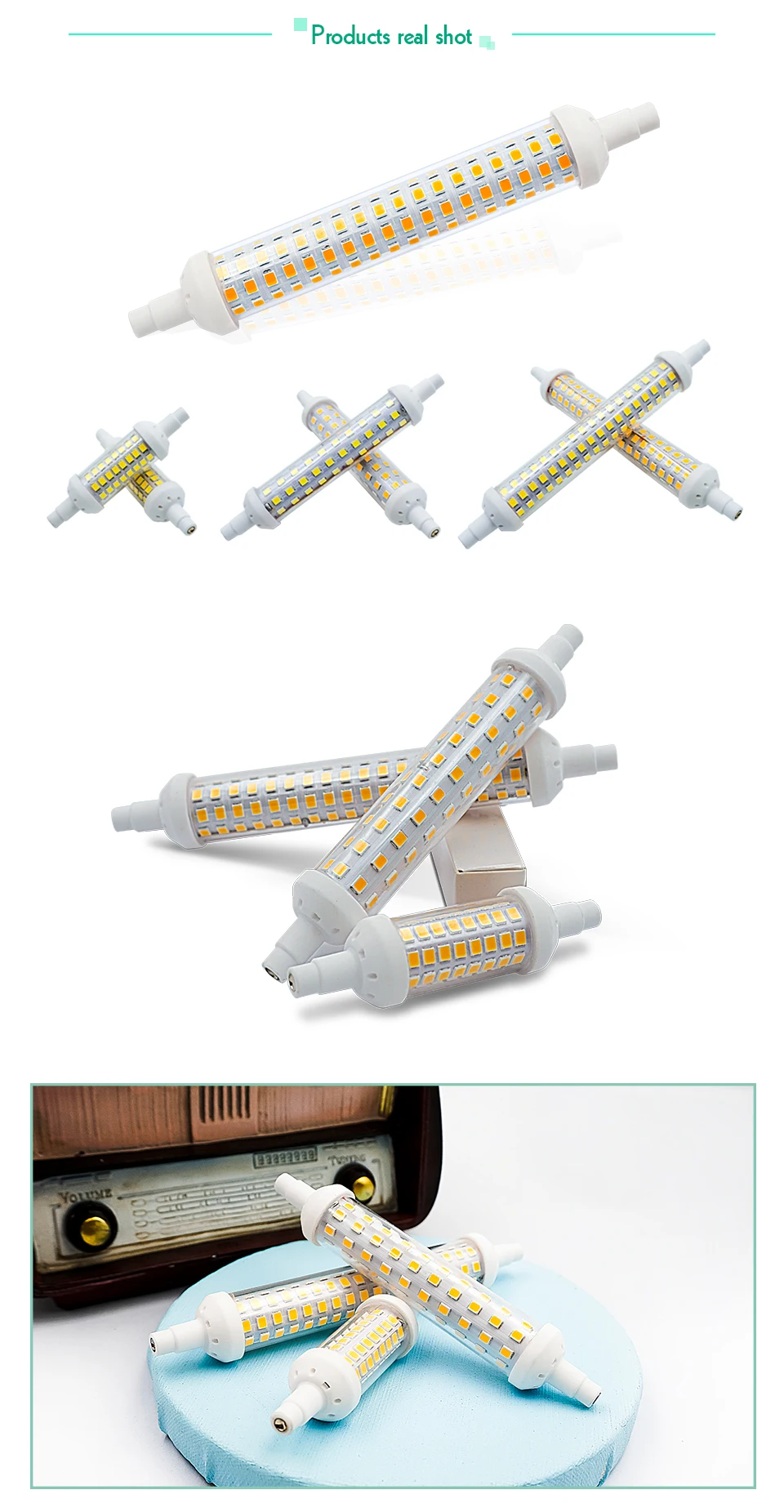 Description Picture 5 of itemR7S LED Ceramics Tube SMD 2835 Bulb 78MM 118MM 135MM High Power R7s Corn Lamp J78 J118 J135 Replace Halogen Light 220V Lampadas