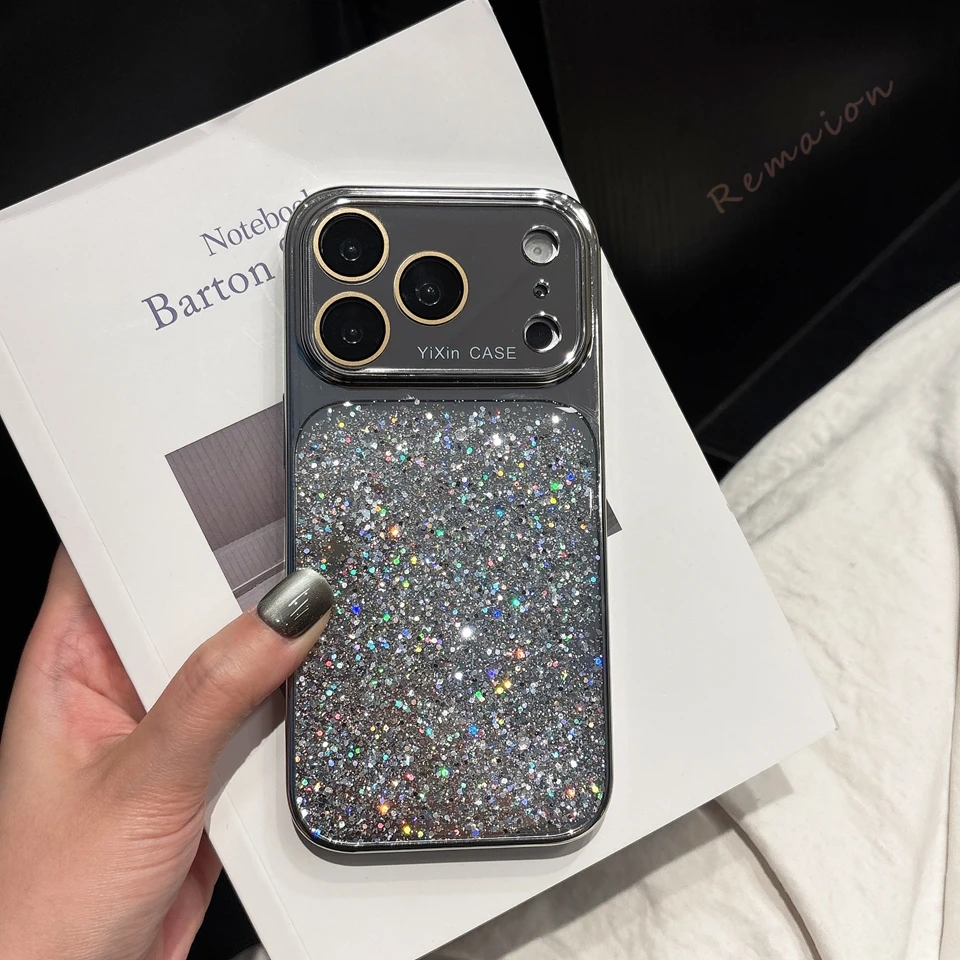 Bling Glitter Phone Case For Iphone 13 14 15 16 Pro Max Camera Cover_voghion.com