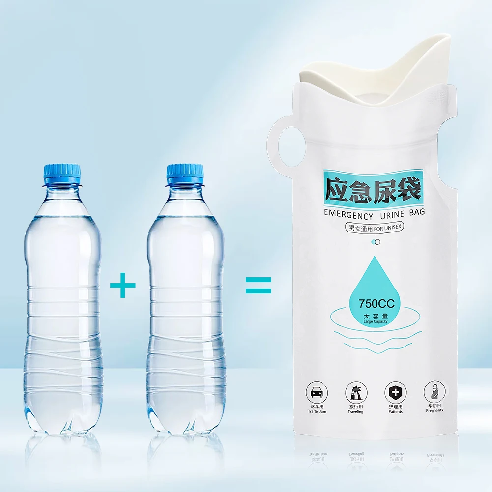 750ml 일회용 소변 주머니 야외 비상용 소변 주머니 누출 방지 비상용 소변/소변 주머니 캠핑 하이킹용 자가 밀봉