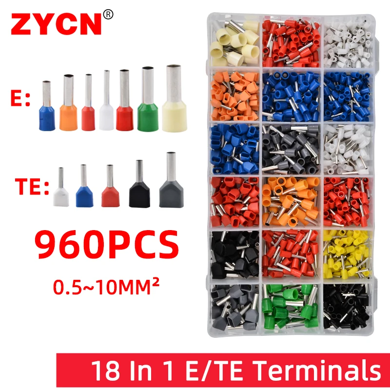 Cabo Fio Conector E0508 Te7508 Terminais de Tubo Elétrico Pré-isolados Friso Manga Vérulas Bloco Cabo End Clamp 18 em