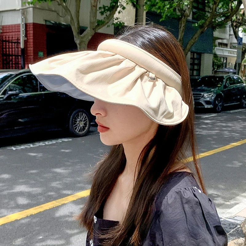 

Woman Summer Shell Sunshade Hat UV Dual Use Hair Hoop Sun Hat for Women Outdoor Beach Soft Foldable Wide Brim Bucket Caps