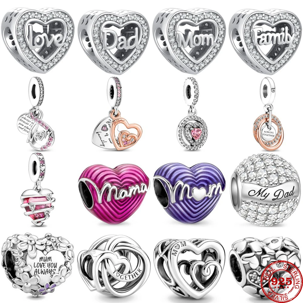 

New 925 Sterling Silver Mom Forever Family Pendant Charms Beads Diy Fit Original Pandora Charm Bracelet Necklace Women Jewelry