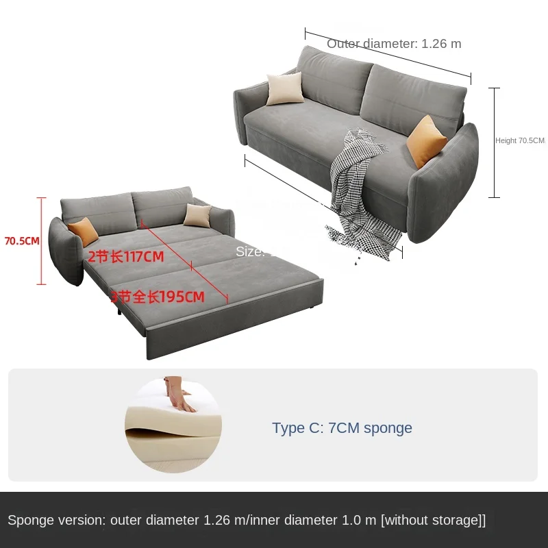 

YY Sofa Bed Dual-Use Multi-Functional Modern Simple And Foldable Pull-Out Type