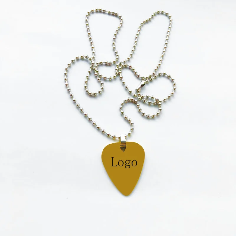 DIY necklace pick , zinc alloy metal 0.9mm Thick pick for guitar, 26 inch necklace