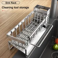 Kitchen Sink Drain Rack Organizer Kitchen Multifunctional Stainless Steel Drain Rack for Sponge Cleanser Organizer 5