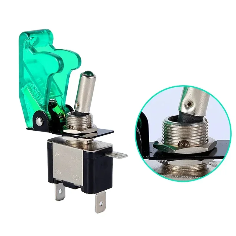 Light Switch Auto Car Boat Truck 12V20A LED Toggle Switch Light Illuminated 3pin ON Off with Safety Aircraft Flip Up Cover Guard Red Green