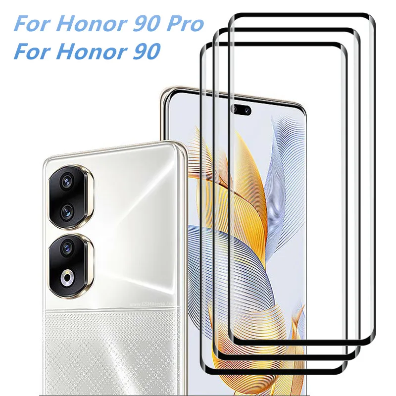 

Закаленное стекло для Honor 90 Pro, защита для экрана Honor 90, 3D Защита от царапин, Электростатическая Адсорбция краев, клеевое стекло, 3 шт.