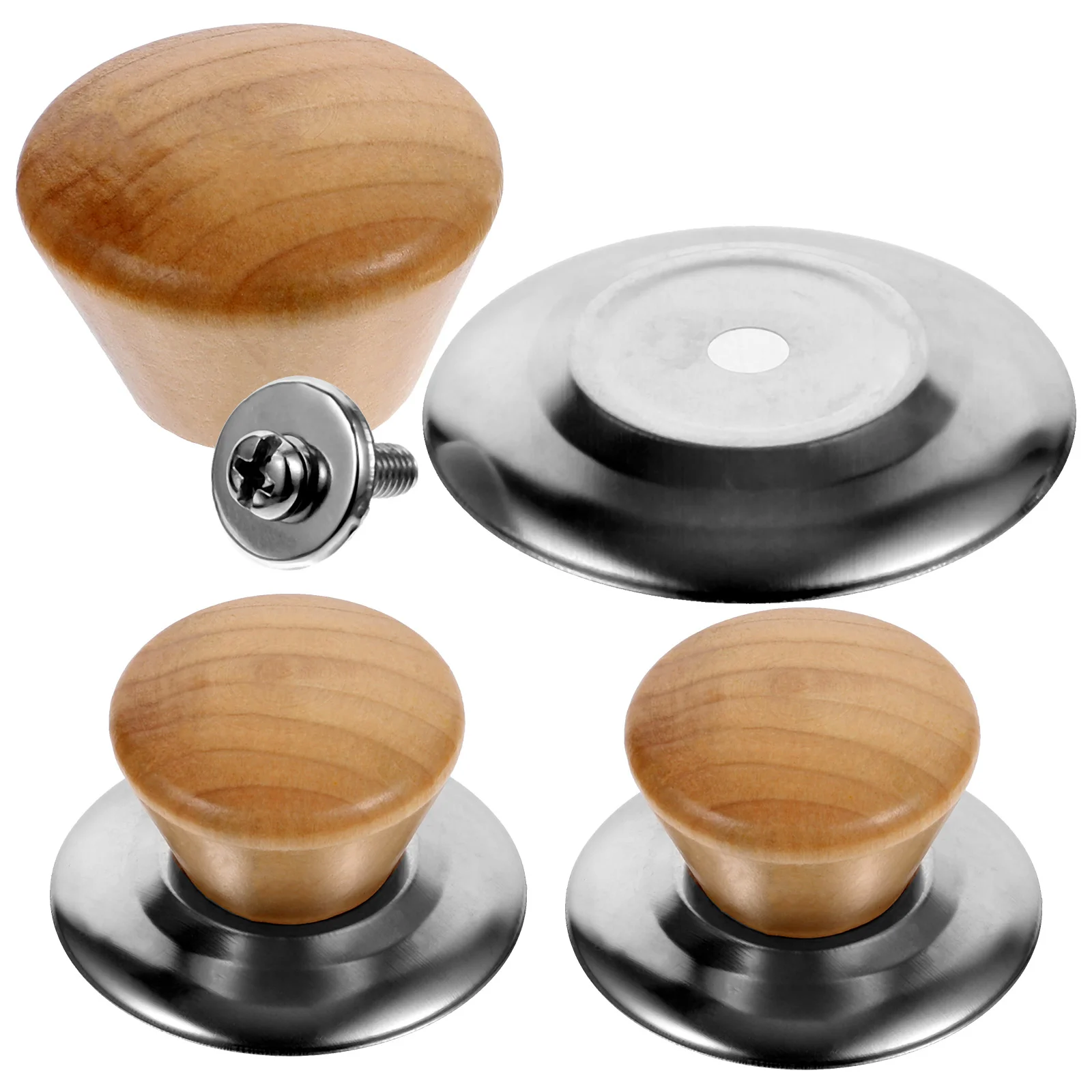 

Wooden Pot Lid Knob Universal Cover Handle Cookware Replacement Pan Holding Handles Saucepan Lids Frying Oil Kitchen Supplies